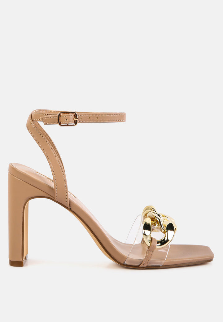 Bottom Kiss Chain Strap Italian Block Heel Sandals-0