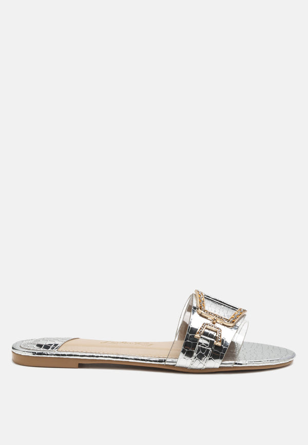 Brillo Jewel Croc Flats-5