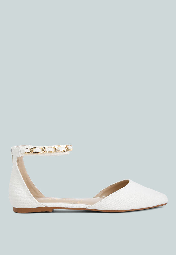 Buqisi Chain Embellished Flat Sandals-0