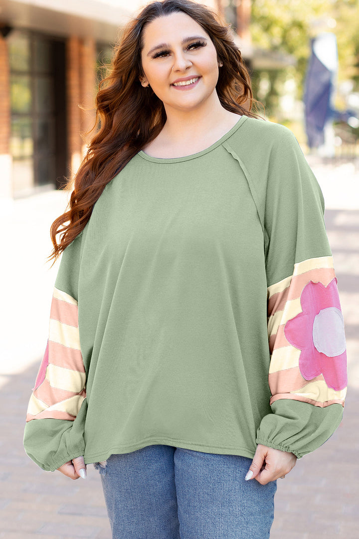 Sara Flower Raglan Sleeve Top-6