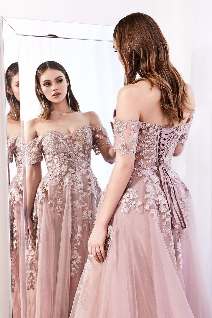 A-line Embellished Bodice Tulle Layered Skirt Laced Corset Prom & Bridesmaid Dress CDC20-4