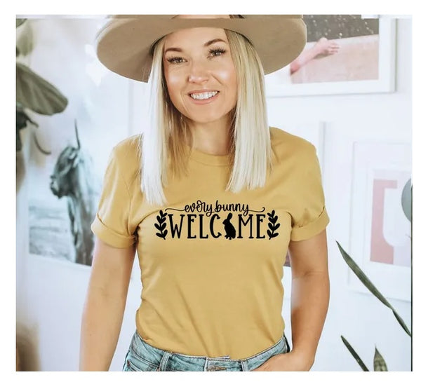 Every Bunny Welcome T-shirt, Easter Shirt, Easter Nurse Gift, Cute Bunnies Top, Easter Day Gift, Bunny Tee, Every Bunnys Is Favorite Shirts