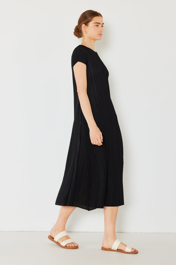 Marina West Swim Pleated Cap Sleeve A-Line Dress-2