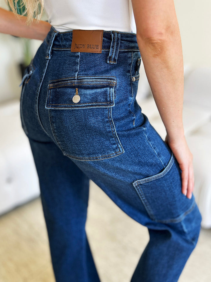 Judy Blue Full Size High Waist Straight Cargo Jeans-3