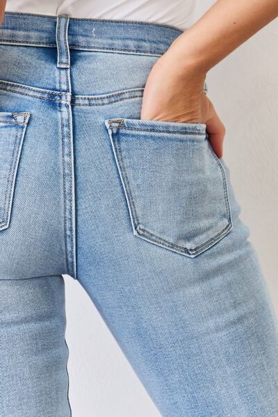 Kancan Full Size Mid Rise Y2K Slit Bootcut Jeans-4