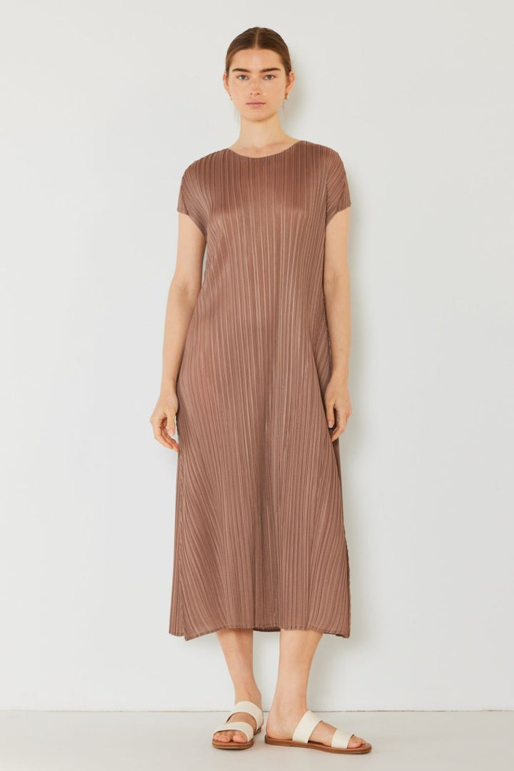 Marina West Swim Pleated Cap Sleeve A-Line Dress-5