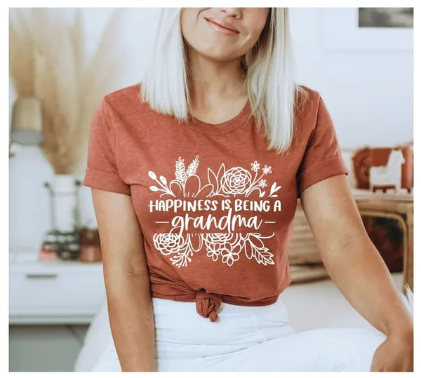 Happiness Is Being A Grandma T-shirt, Gift For Grandma, Granny Love Shirt, Pregnancy Announcement Tshirt, Mother's Day Gift, Yaya Shirt