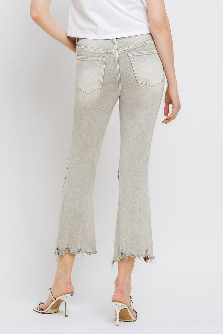 Lovervet Distressed Raw Hem Cropped Flare Jeans-1