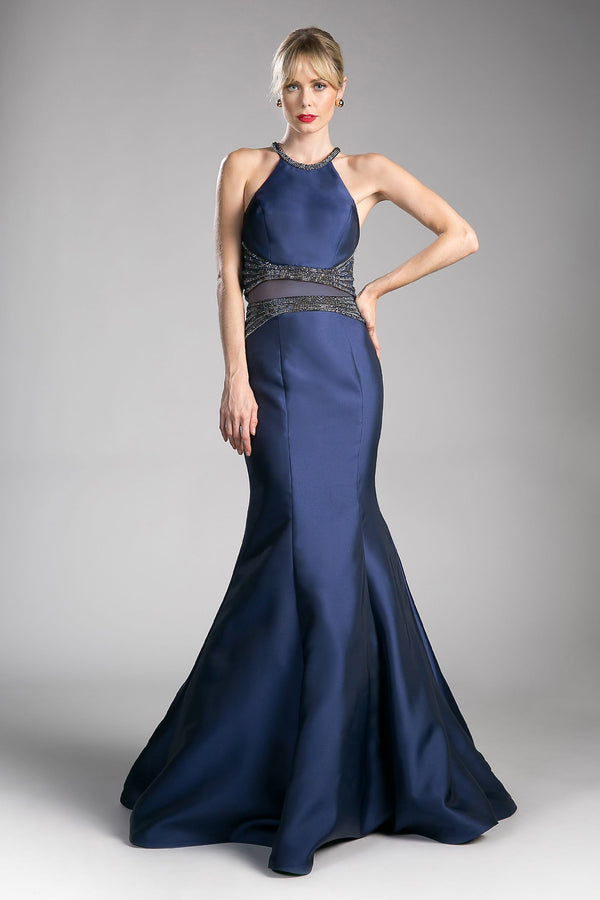 Fitted Mikado Mermaid Gown with Beaded Detail-0