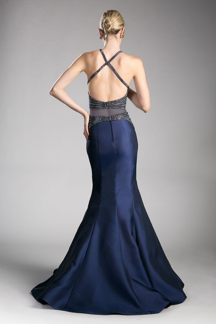 Fitted Mikado Mermaid Gown with Beaded Detail-1