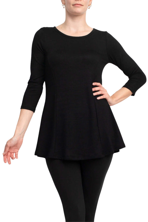 Cupio Scoop Neck 3/4 Sleeve Solid Knit Top-0