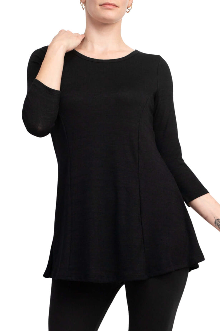 Cupio Scoop Neck 3/4 Sleeve Solid Knit Top-1