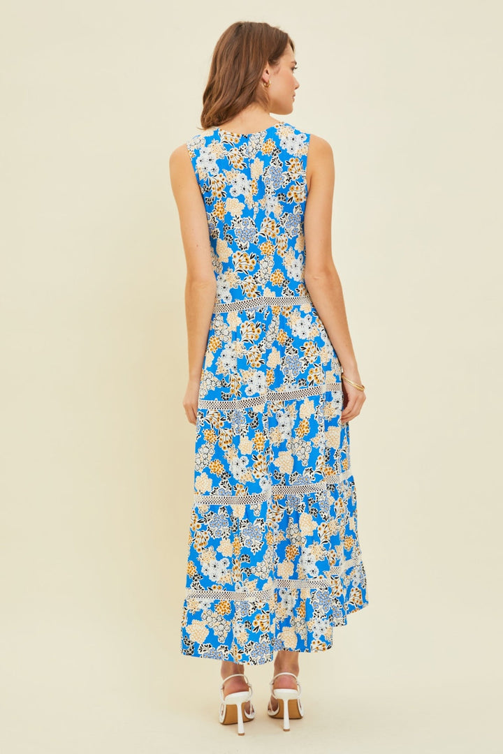 HEYSON Full Size Printed Crochet Trim Maxi Dress-1