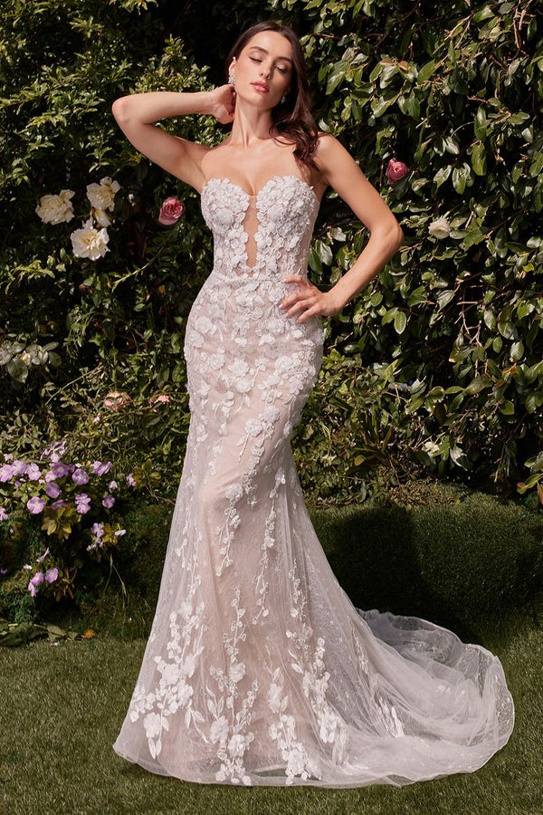 Fit & Flare Lace Contrast Bridal Gown-0