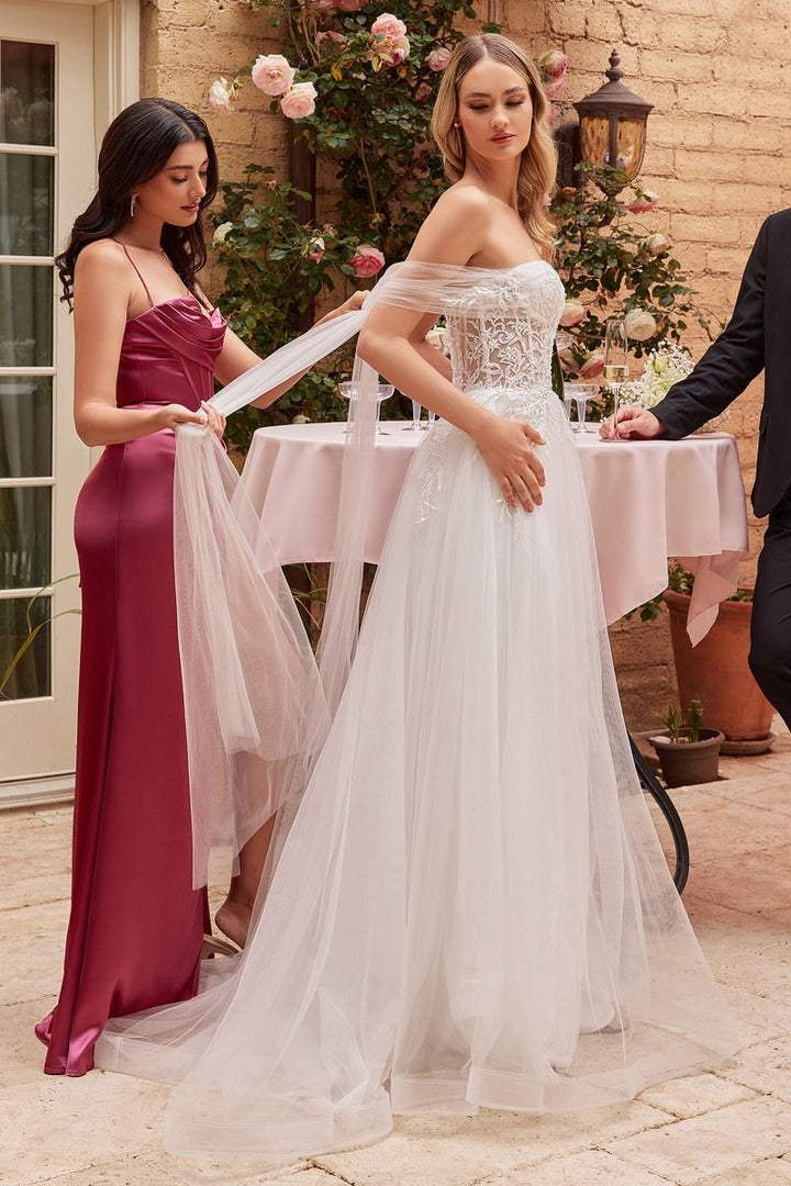 Strapless A-Line Sweetheart Sheer Bodice Long Wedding Dress CDCD827W-2