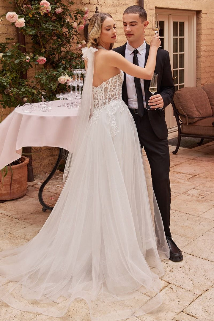 Strapless A-Line Sweetheart Sheer Bodice Long Wedding Dress CDCD827W-3