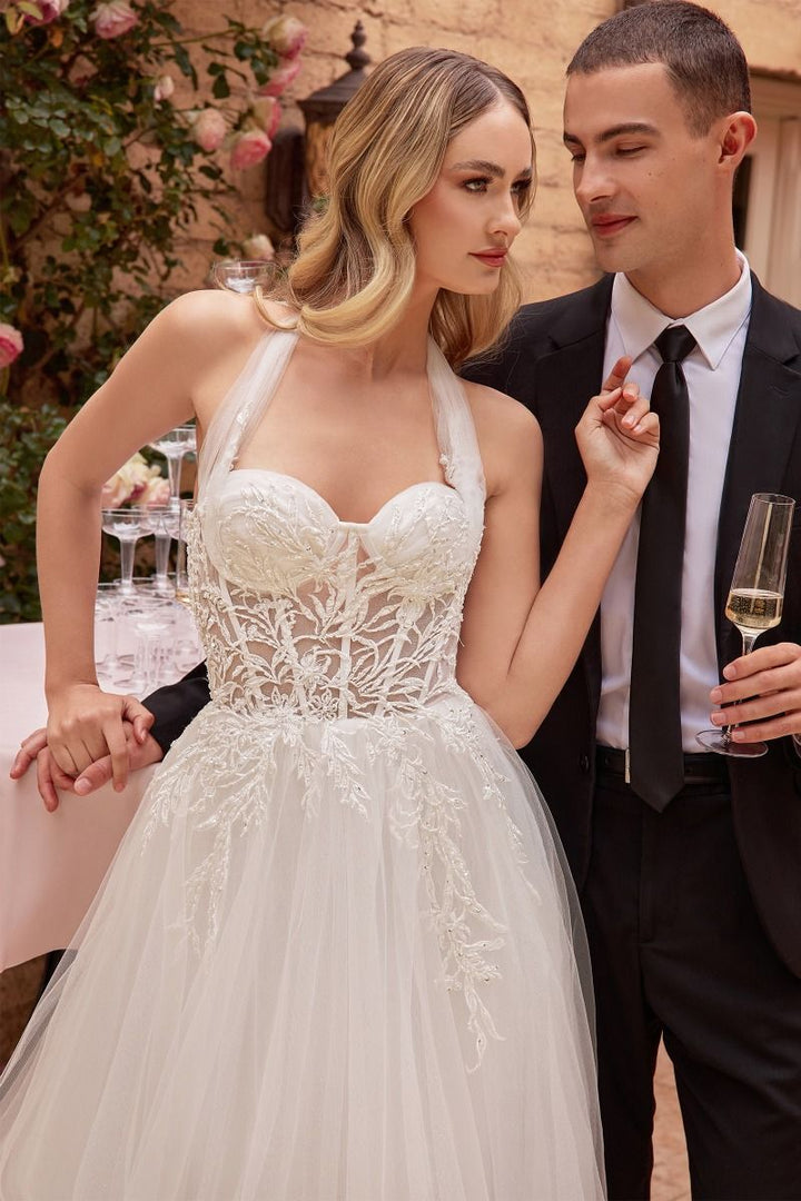 Strapless A-Line Sweetheart Sheer Bodice Long Wedding Dress CDCD827W-4