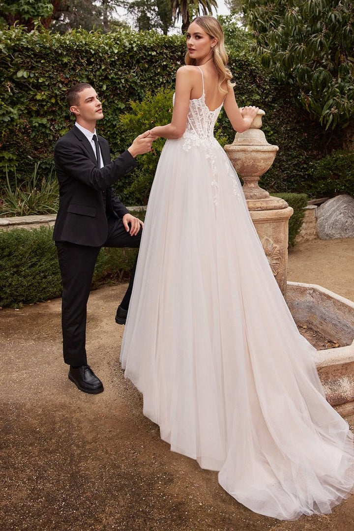 Lace & Tulle A-Line Illusion Sweetheart Long Wedding Dress CDCD854W-1