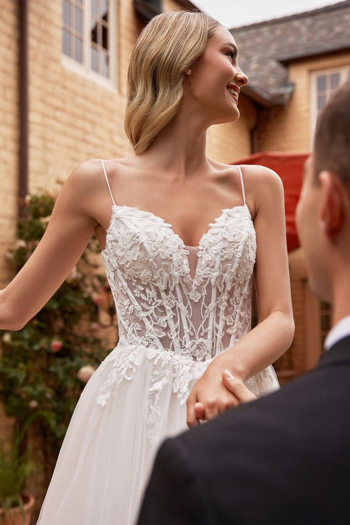 Lace & Tulle A-Line Illusion Sweetheart Long Wedding Dress CDCD854W-2