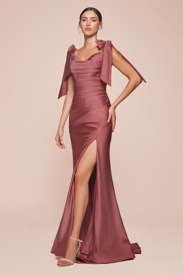 Fitted Jersey On Off Shoulder Bodice Relaxed Trumpet Long Prom & Bridesmaid Dress CDCD943C-11