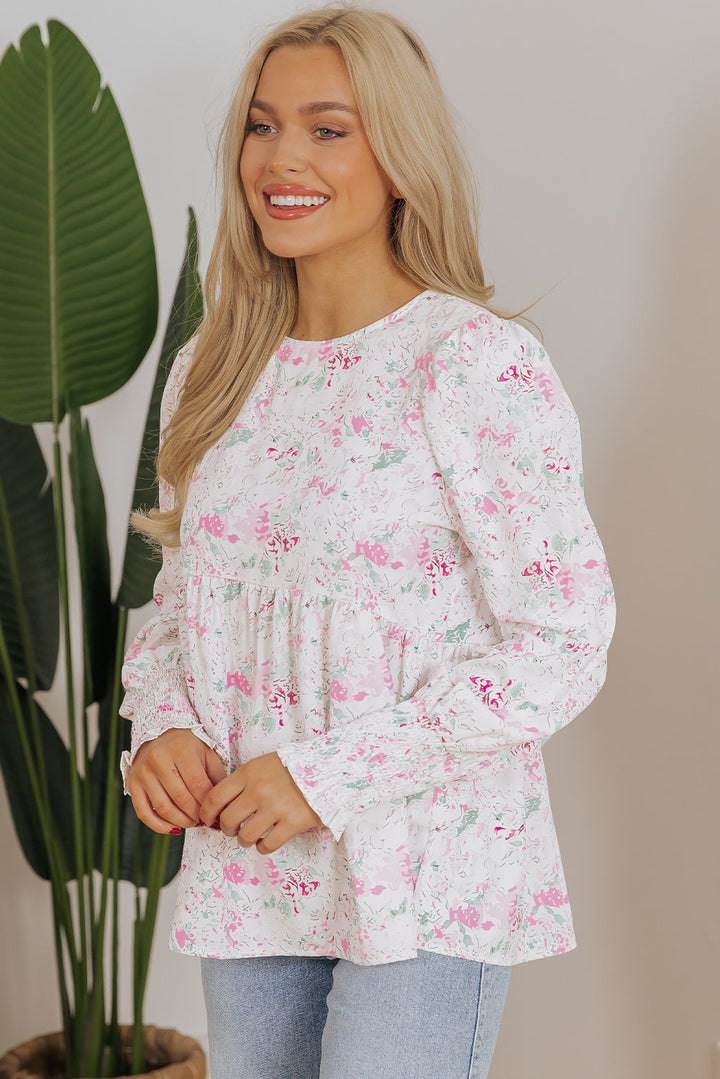 Amari Shirred Balloon Sleeve Blouse-2