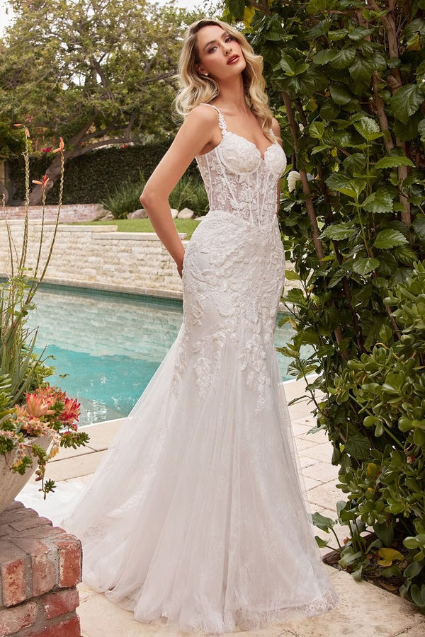 Embroidered Lace Mermaid Sweetheart Long Wedding Dress CDCDS432W-0