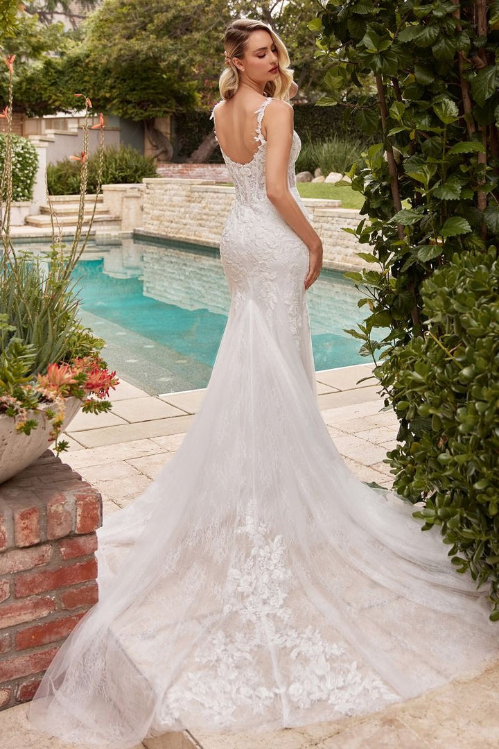 Embroidered Lace Mermaid Sweetheart Long Wedding Dress CDCDS432W-1