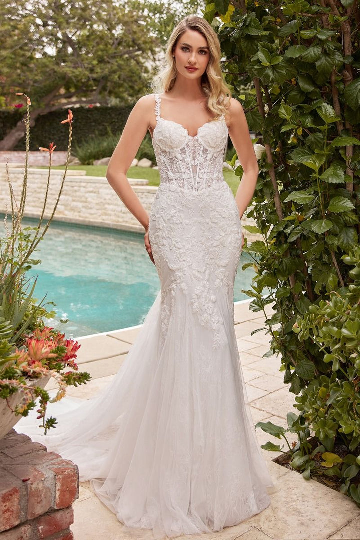 Embroidered Lace Mermaid Sweetheart Long Wedding Dress CDCDS432W-3