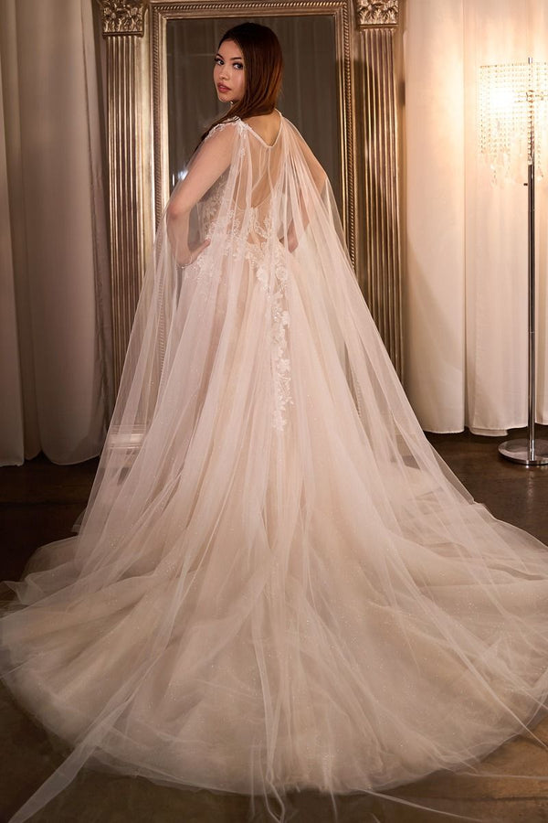 Layered Tulle & Lace Sheer Bodice Ball Long Wedding Dress CDCDS476W-2