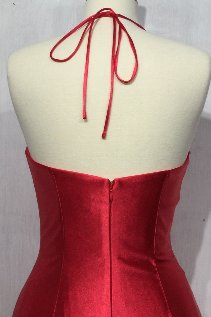 Satin Evening Fluid Bustier Corset Halter Neck Bodice Fitted Long Prom & Bridesmaid Dress CDCH112-3
