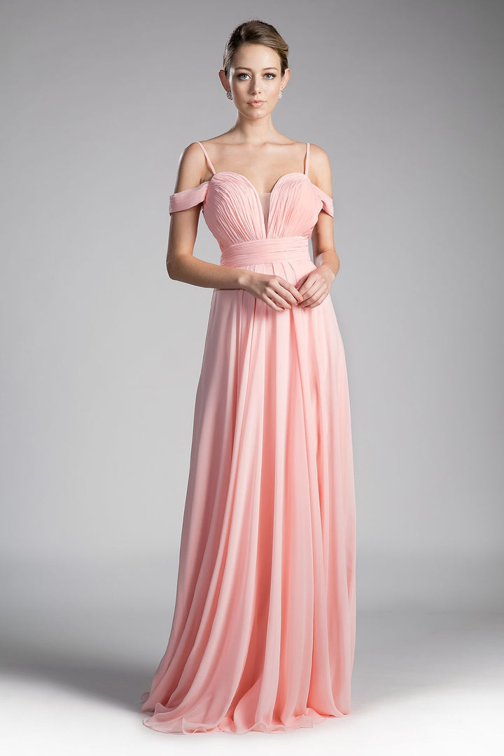 A-line Chiffon Gown with Off the Shoulder Sleeve-3