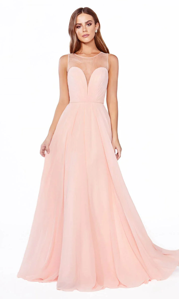 A-Line Chiffon Dress with Illusion Neckline-3
