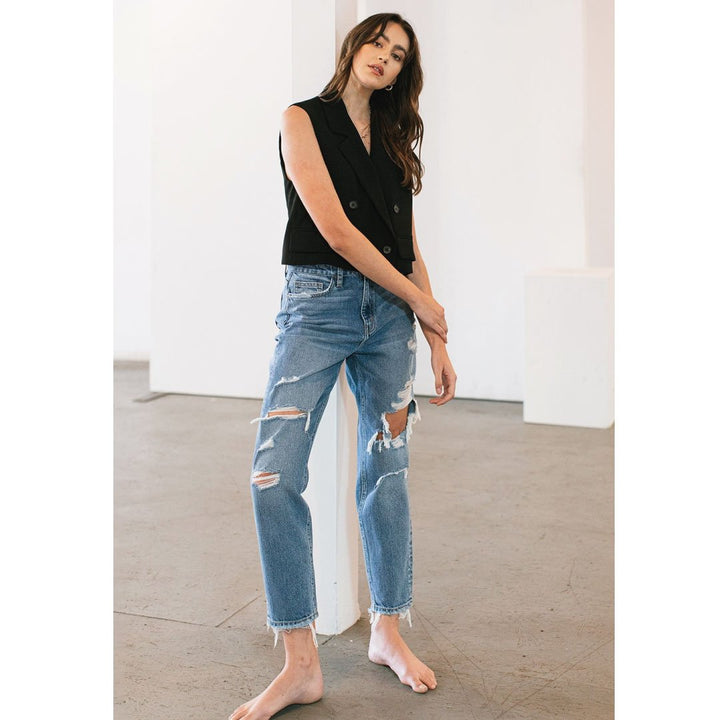 Distressed Mom Jeans-0