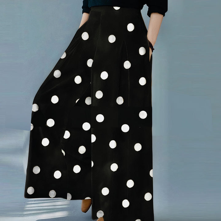 Polka Wide Leg Pants-1