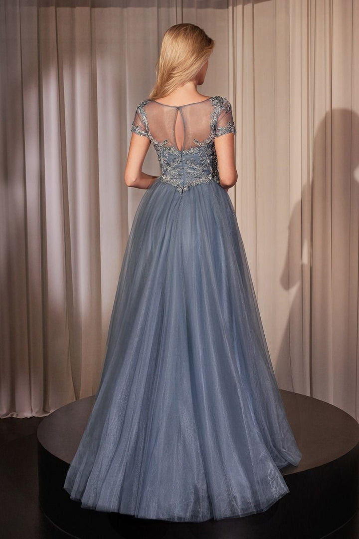 Embellished Lace Layered Tulle Ball Gown-1