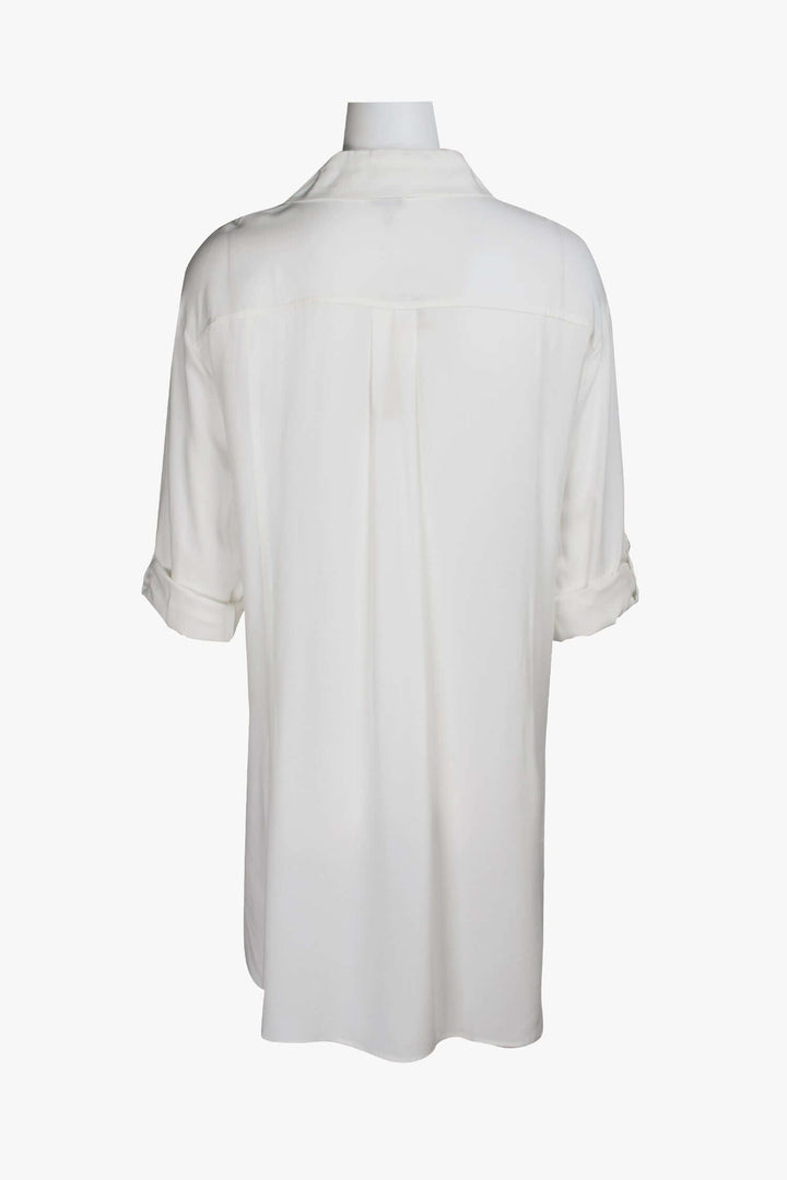 Cupio Collared Button Down 2 Way Sleeve Embellished Hi-Low Hem Viscose Top-3