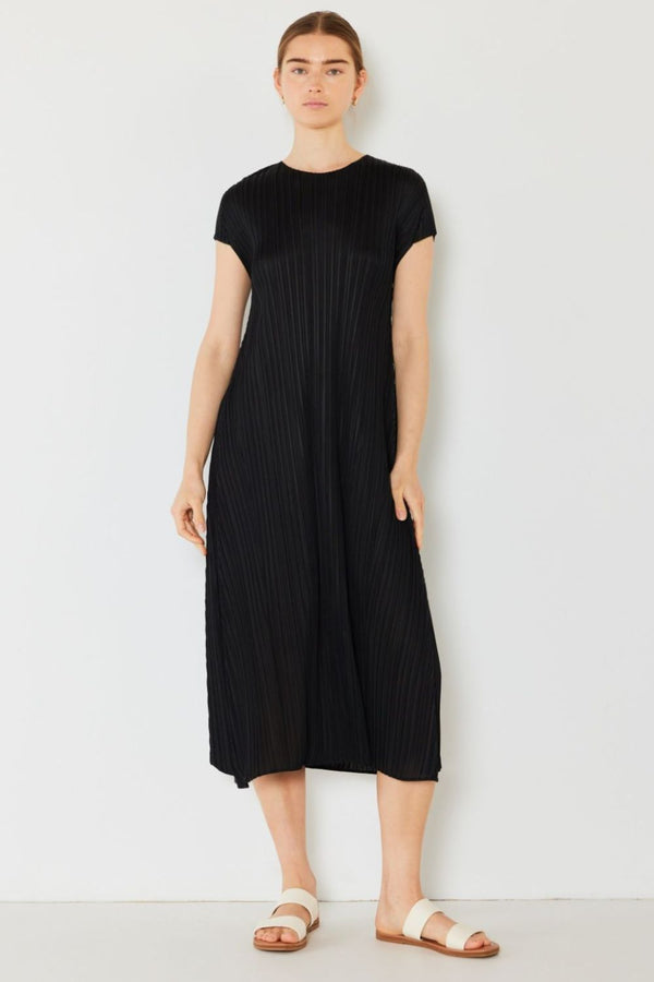 Marina West Swim Pleated Cap Sleeve A-Line Dress-0