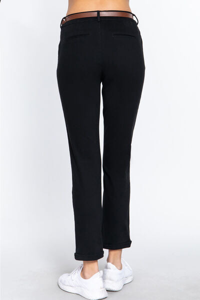 ACTIVE BASIC Cotton-Span Twill Straight Pants-3