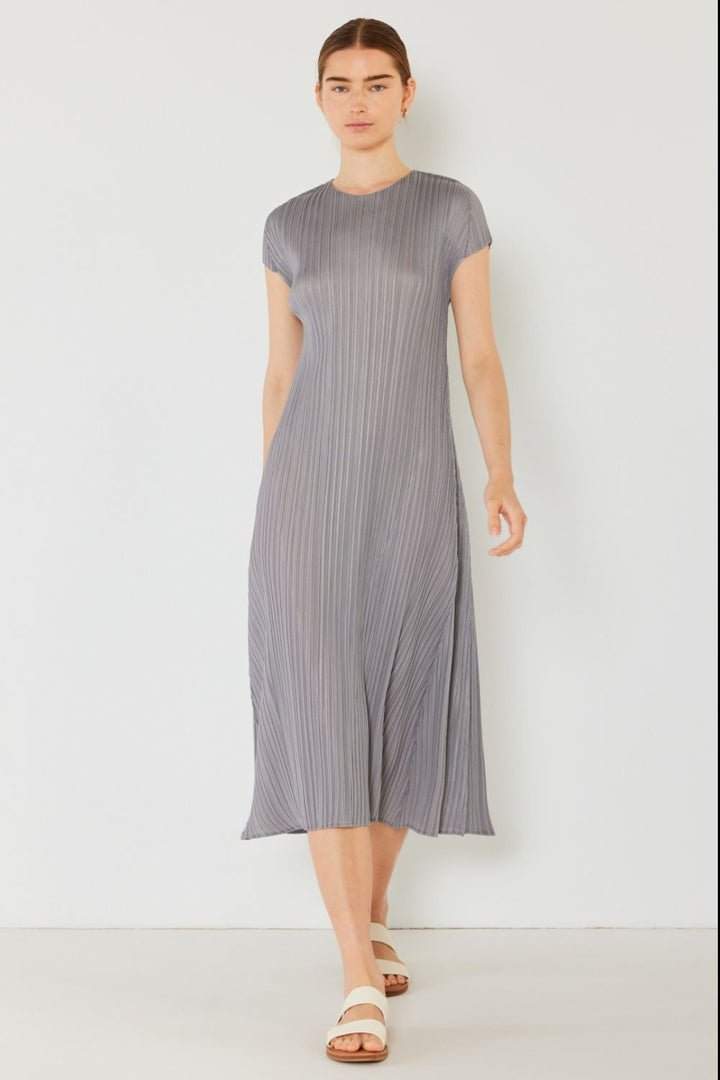 Marina West Swim Pleated Cap Sleeve A-Line Dress-4