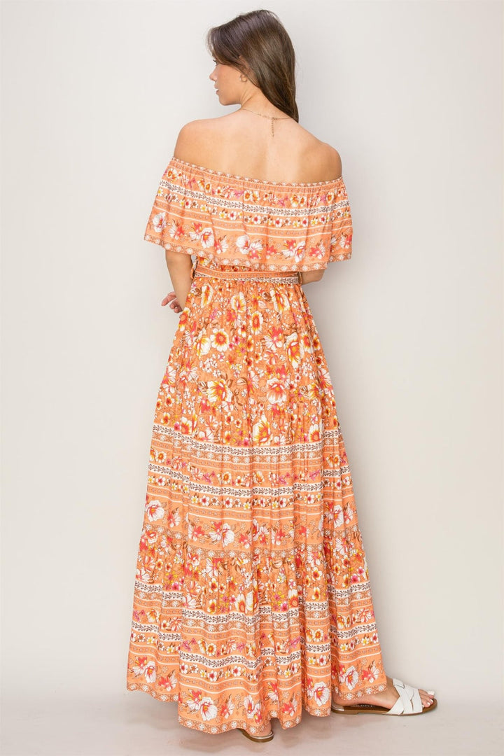 HYFVE Floral Off-Shoulder Tie Front Maxi Dress-1