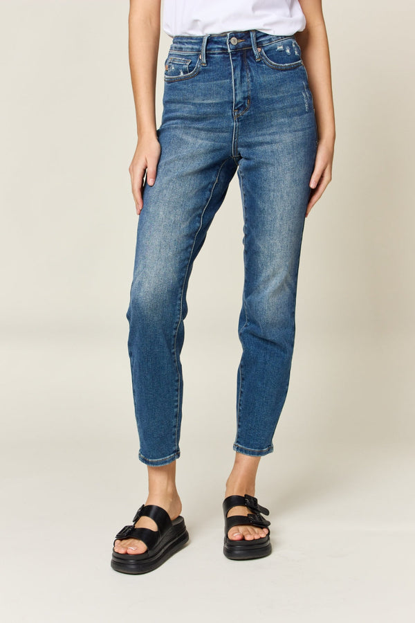 Judy Blue Full Size Tummy Control High Waist Slim Jeans-0