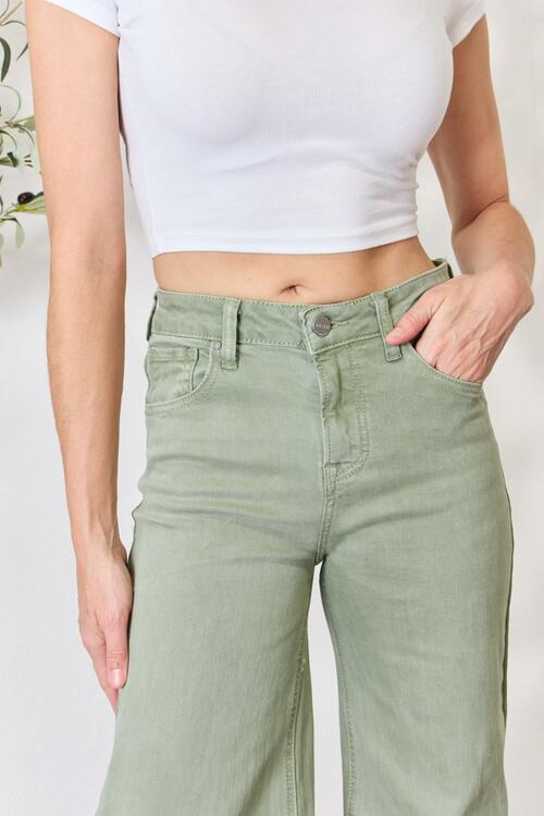 RISEN Full Size Raw Hem Wide-Leg Jeans-3