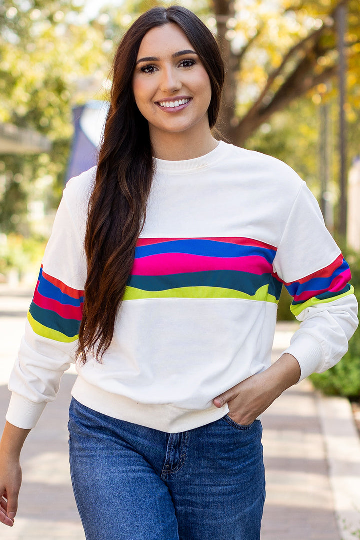 Alora Striped Accent Long Sleeve Top-4