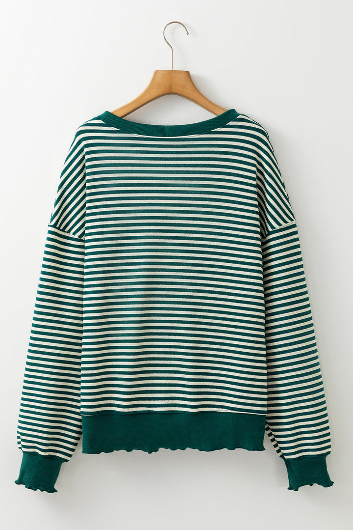 Angie Stripe Loose Drop Shoulder Long Sleeve Top-3