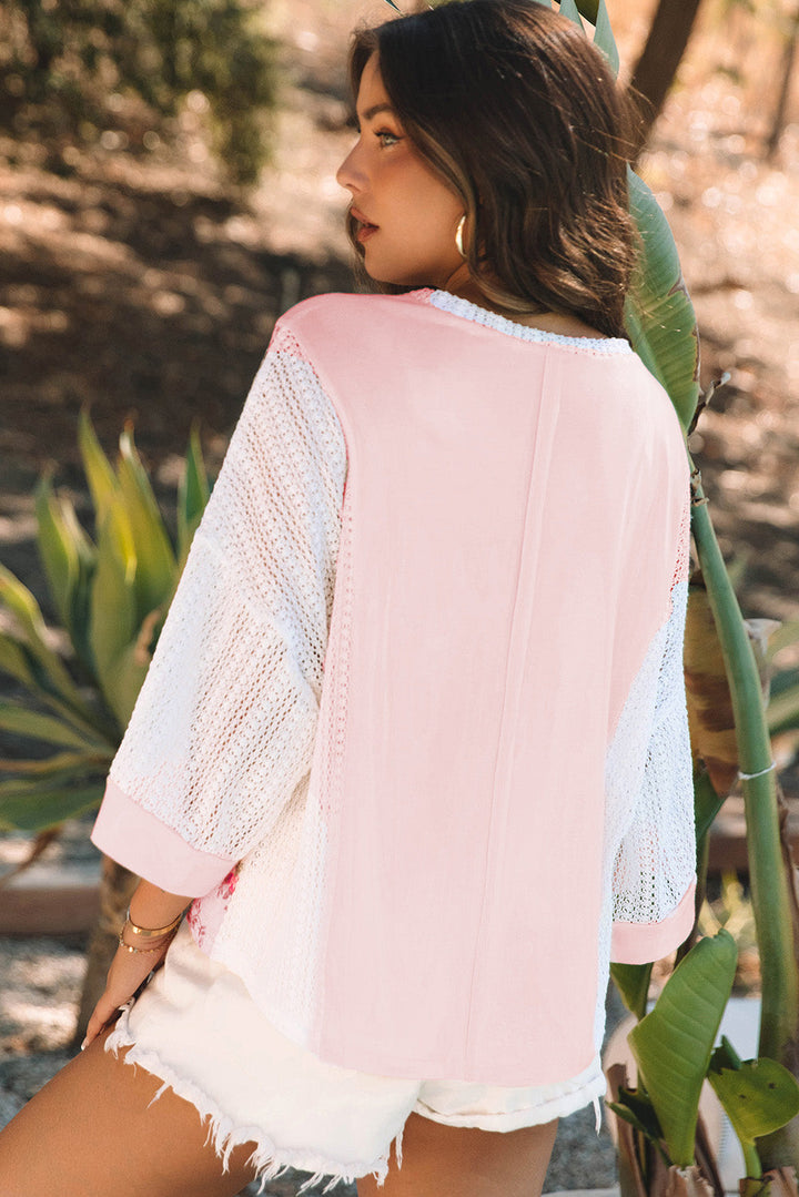 Aubree Floral Lace Crochet Patchwork Blouse-1