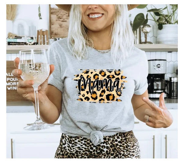 Mama T-shirt, Mother's Day Shirt, Pregnancy Reveal Tee, Mother Tshirt, Mom Life Top, Trendy Mom Gift, Leopard Mama Tshirt, Motherhood Shirt
