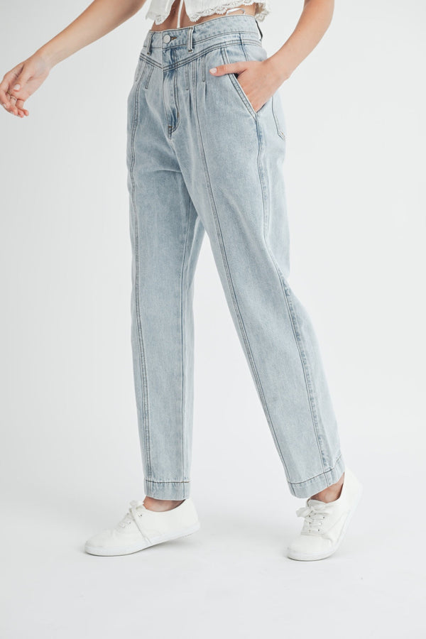 MABLE Pleated Front Detail Straight Jeans-0
