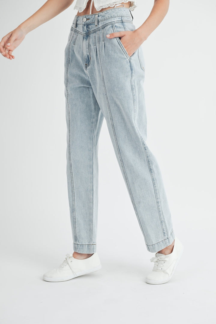 MABLE Pleated Front Detail Straight Jeans-0