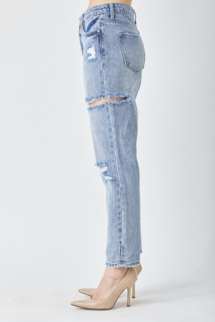 RISEN Distressed Slim Cropped Jeans-2