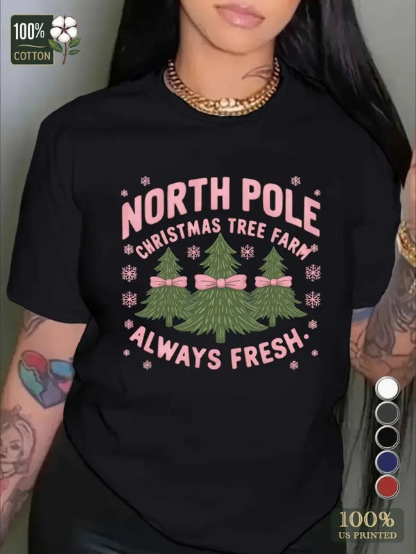 Trees NORTH POLE Pure Women'S Plus Size T-Shirt Comfort Fit